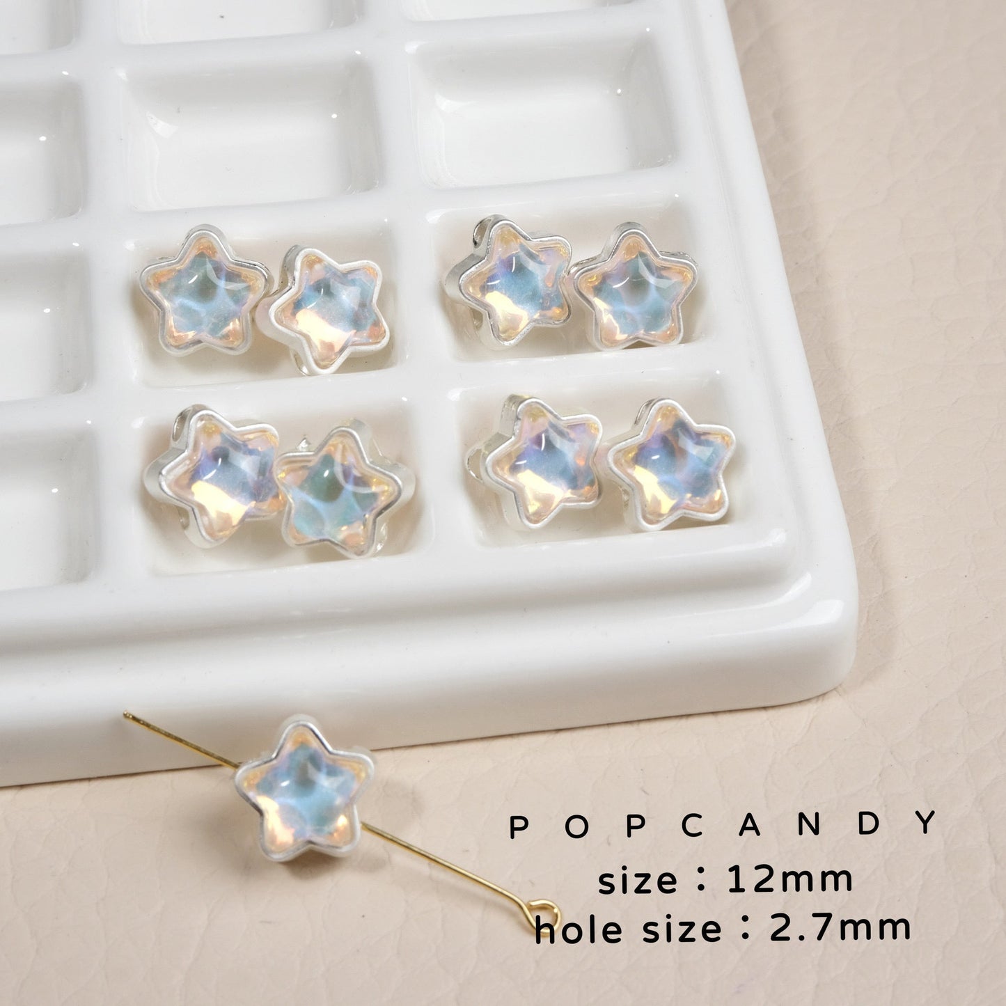 FS1536-12MM Mixed Color Mermaid Aurora Five-pointed Star Alloy Spacer