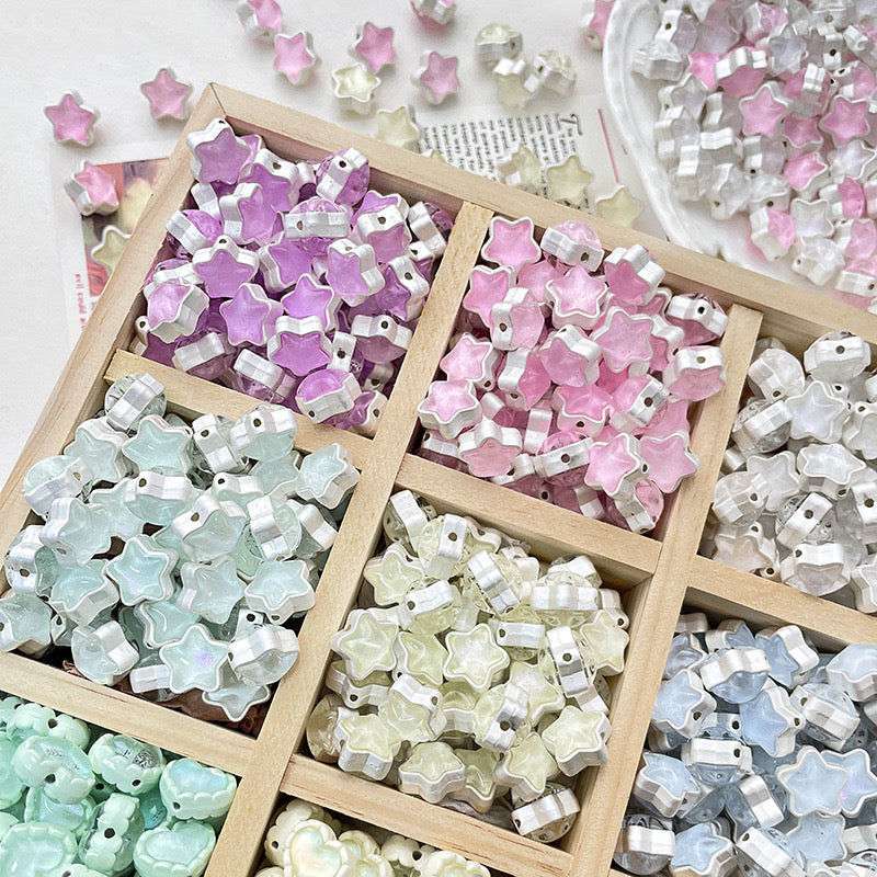 FS1536-12MM Mixed Color Mermaid Aurora Five-pointed Star Alloy Spacer