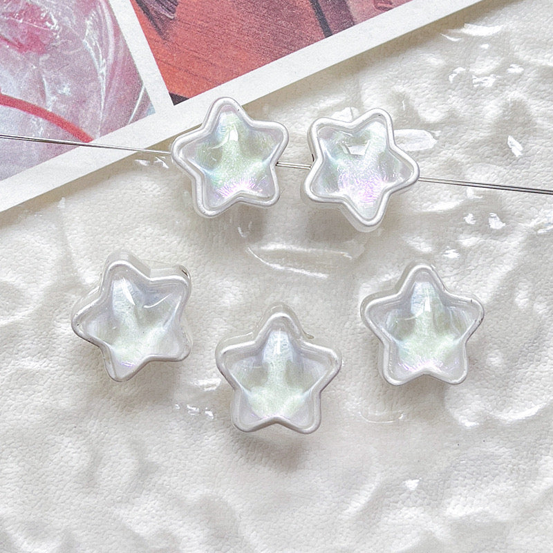 FS1536-12MM Mixed Color Mermaid Aurora Five-pointed Star Alloy Spacer