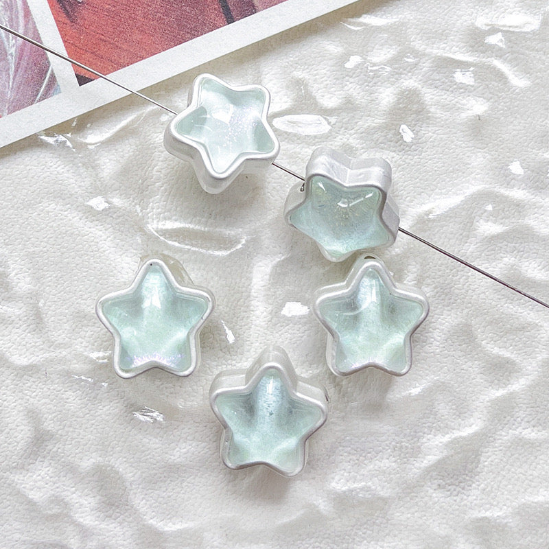 FS1536-12MM Mixed Color Mermaid Aurora Five-pointed Star Alloy Spacer