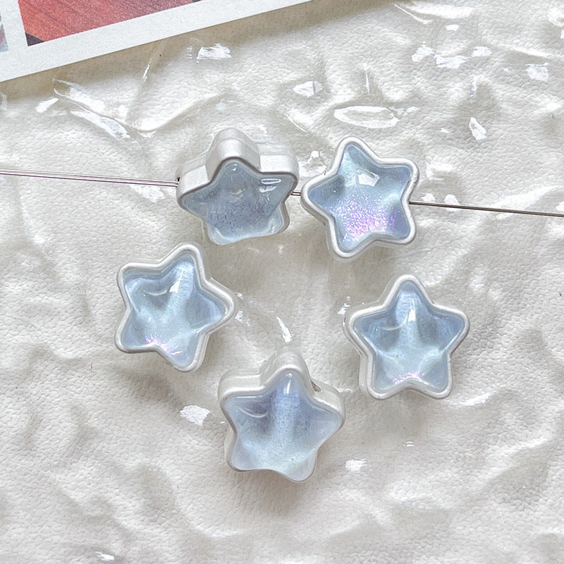 FS1536-12MM Mixed Color Mermaid Aurora Five-pointed Star Alloy Spacer