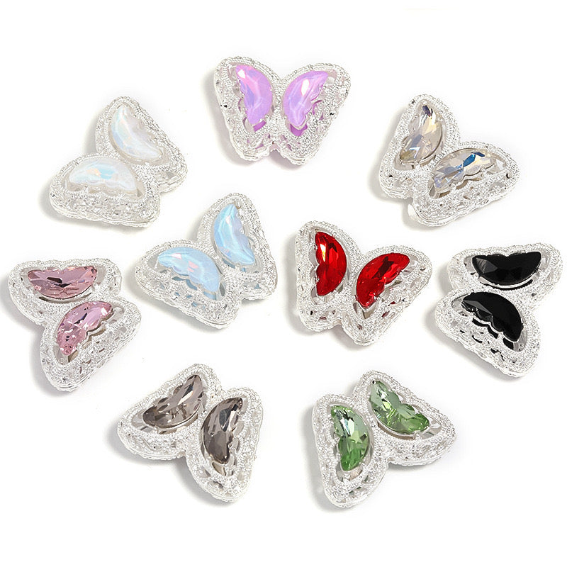 FS0359- 30MM Mixed Color UV Plating Diamond Alloy Butterfly Reads Fit For Beadable Pens