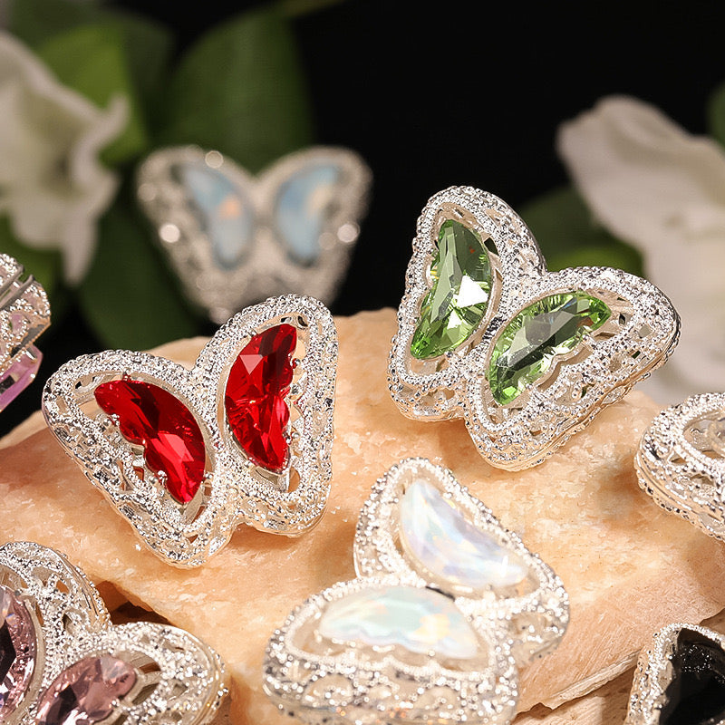 FS0359- 30MM Mixed Color UV Plating Diamond Alloy Butterfly Reads Fit For Beadable Pens