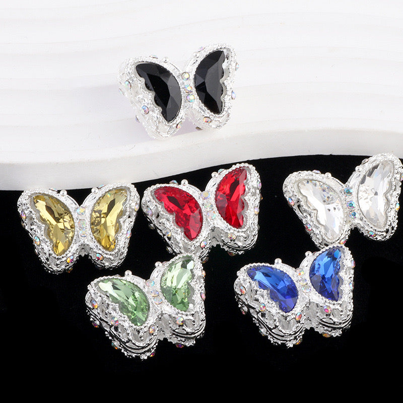 FS0359- 30MM Mixed Color UV Plating Diamond Alloy Butterfly Reads Fit For Beadable Pens