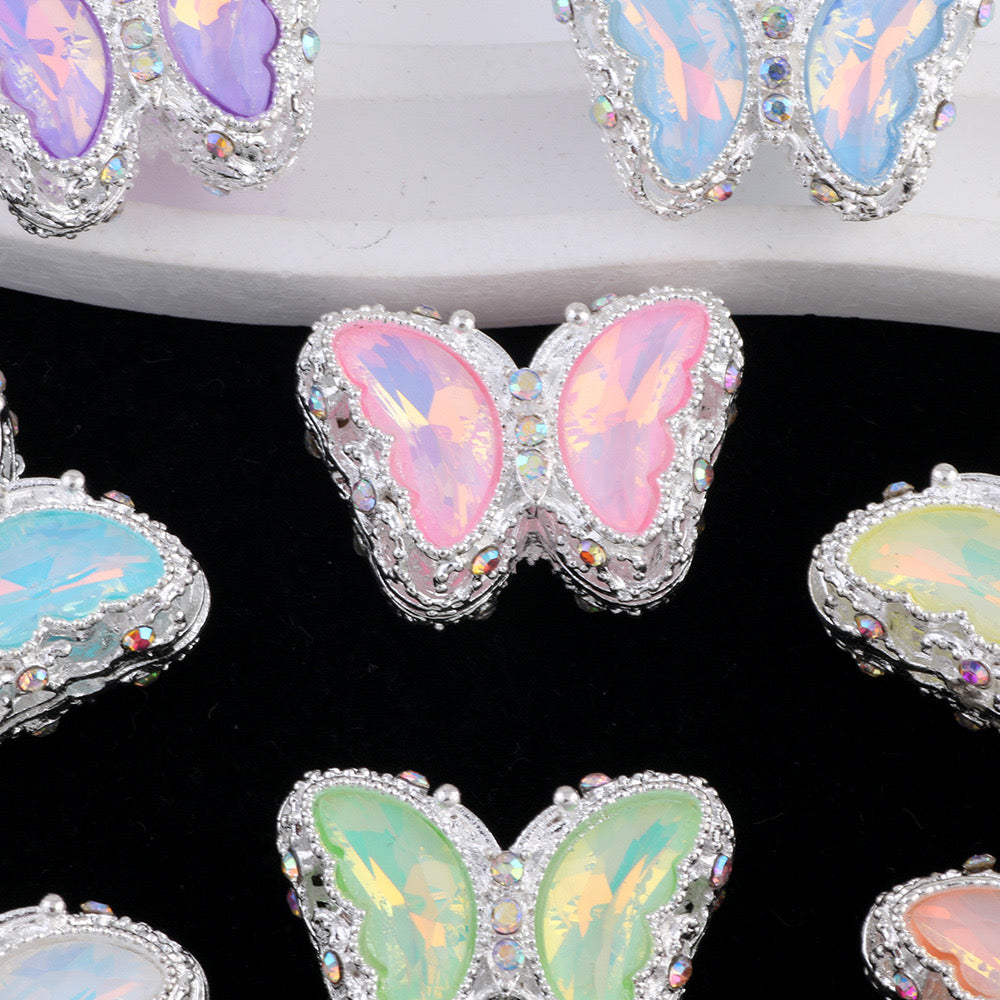 FS0359- 30MM Mixed Color UV Plating Diamond Alloy Butterfly Reads Fit For Beadable Pens
