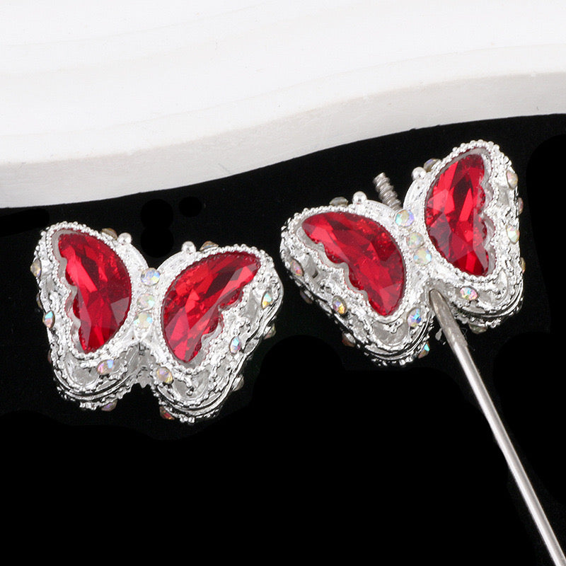 FS0359- 30MM Mixed Color UV Plating Diamond Alloy Butterfly Reads Fit For Beadable Pens
