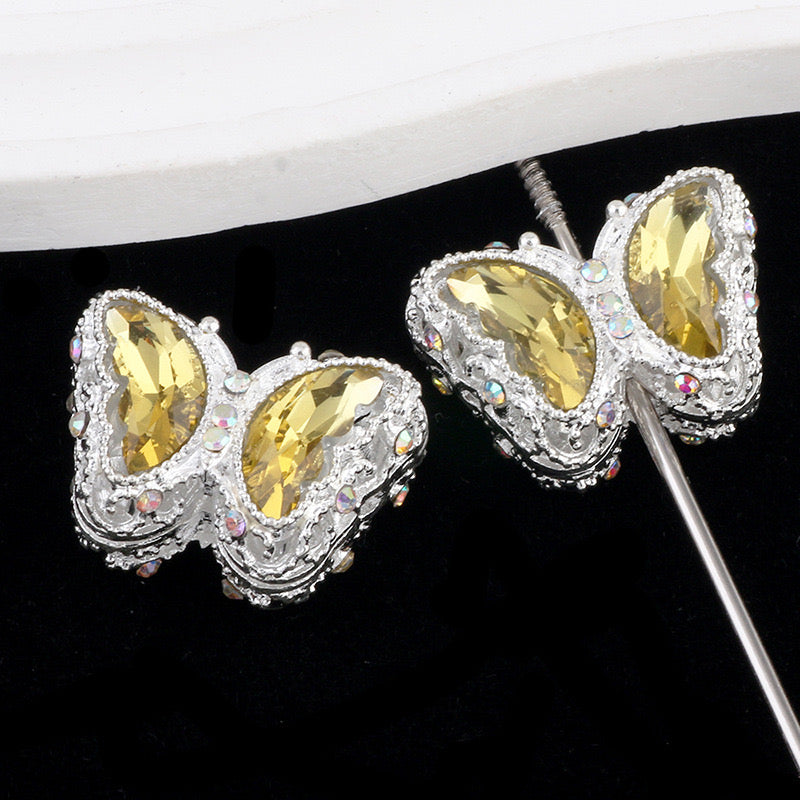 FS0359- 30MM Mixed Color UV Plating Diamond Alloy Butterfly Reads Fit For Beadable Pens