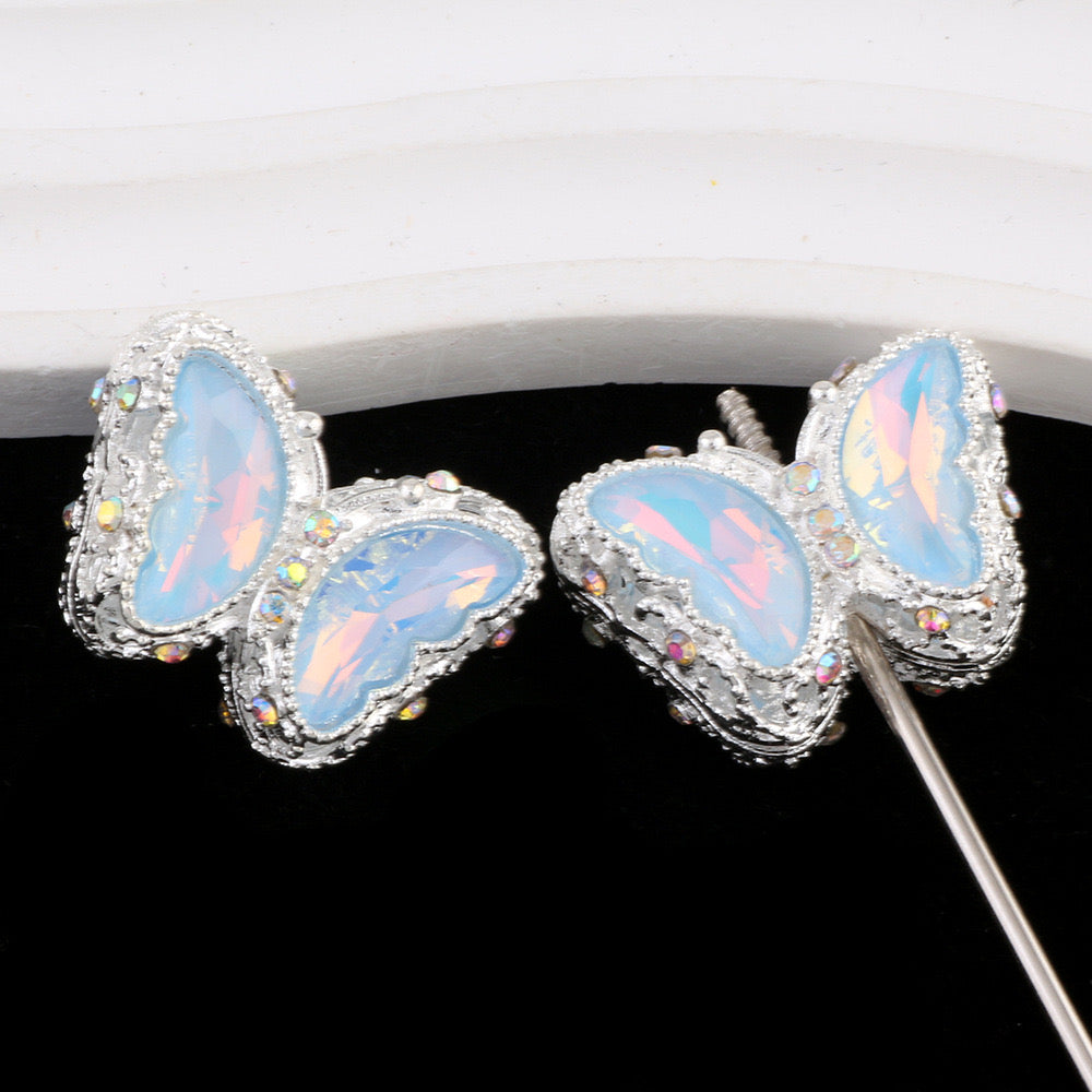 FS0359- 30MM Mixed Color UV Plating Diamond Alloy Butterfly Reads Fit For Beadable Pens