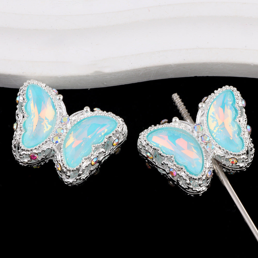FS0359- 30MM Mixed Color UV Plating Diamond Alloy Butterfly Reads Fit For Beadable Pens