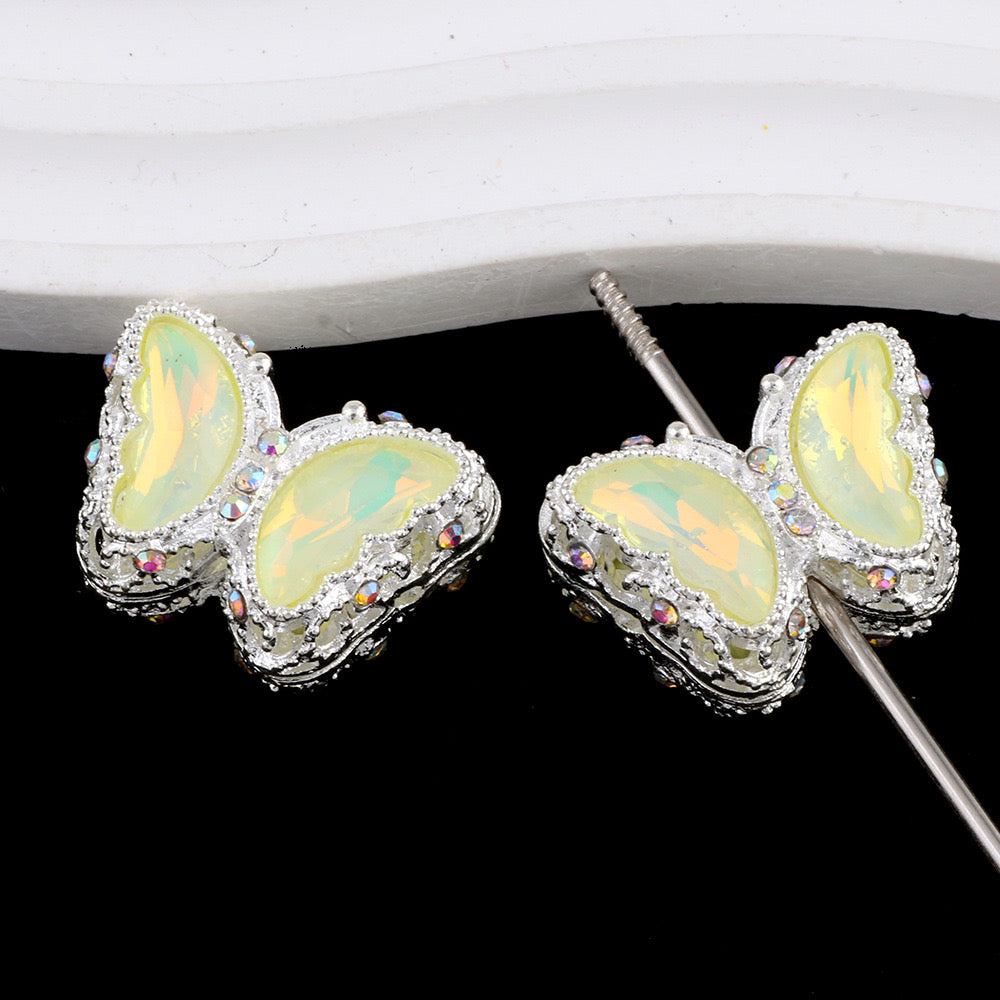 FS0359- 30MM Mixed Color UV Plating Diamond Alloy Butterfly Reads Fit For Beadable Pens