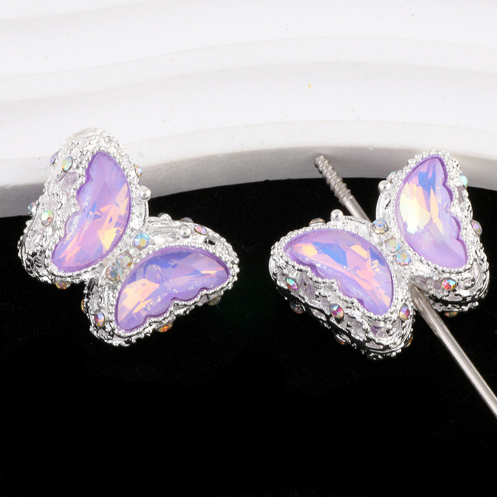 FS0359- 30MM Mixed Color UV Plating Diamond Alloy Butterfly Reads Fit For Beadable Pens
