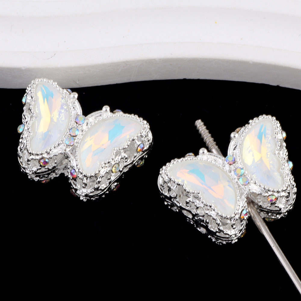 FS0359- 30MM Mixed Color UV Plating Diamond Alloy Butterfly Reads Fit For Beadable Pens