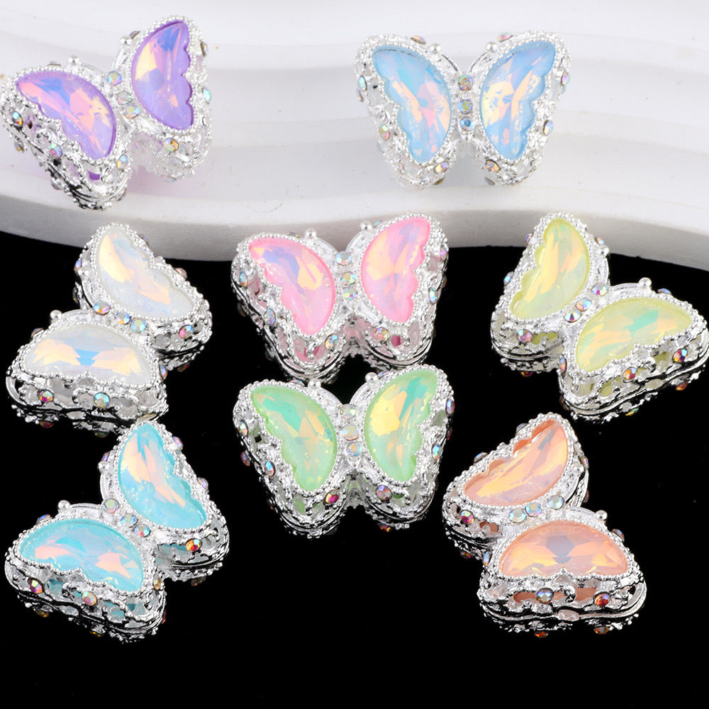 FS0359- 30MM Mixed Color UV Plating Diamond Alloy Butterfly Reads Fit For Beadable Pens