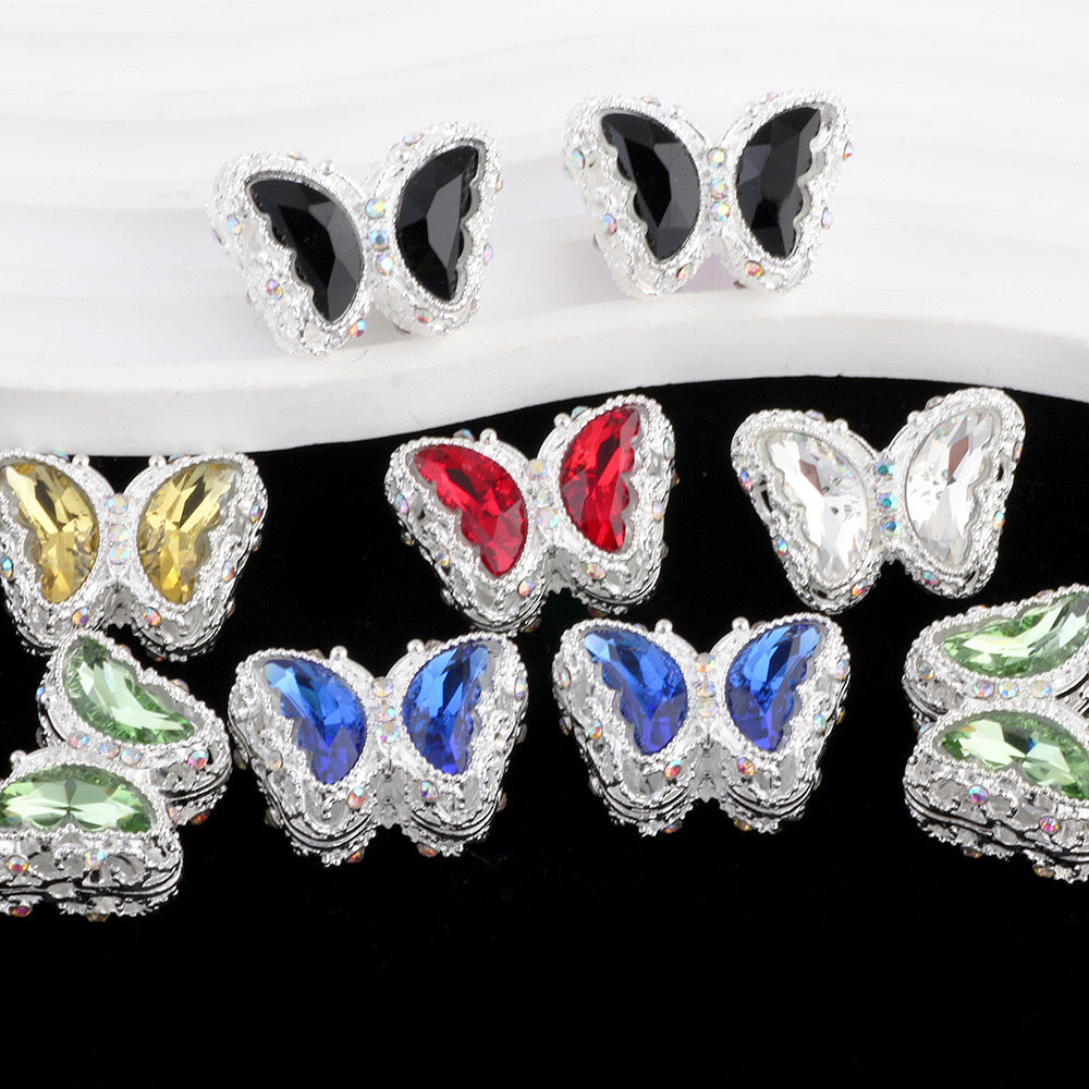 FS0359- 30MM Mixed Color UV Plating Diamond Alloy Butterfly Reads Fit For Beadable Pens