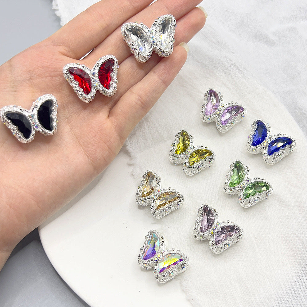 FS0359- 30MM Mixed Color UV Plating Diamond Alloy Butterfly Reads Fit For Beadable Pens