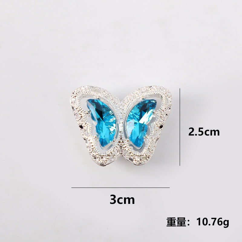 FS0359- 30MM Mixed Color UV Plating Diamond Alloy Butterfly Reads Fit For Beadable Pens
