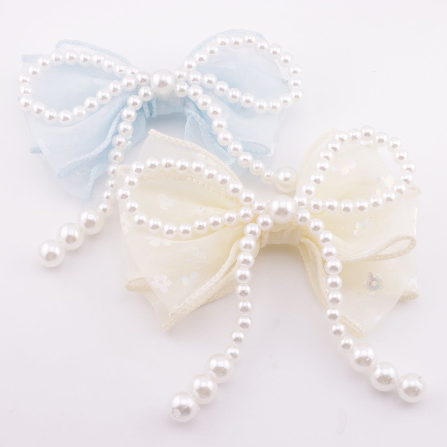 FS5676- 110mm Large Pearl Fabric Bowknot