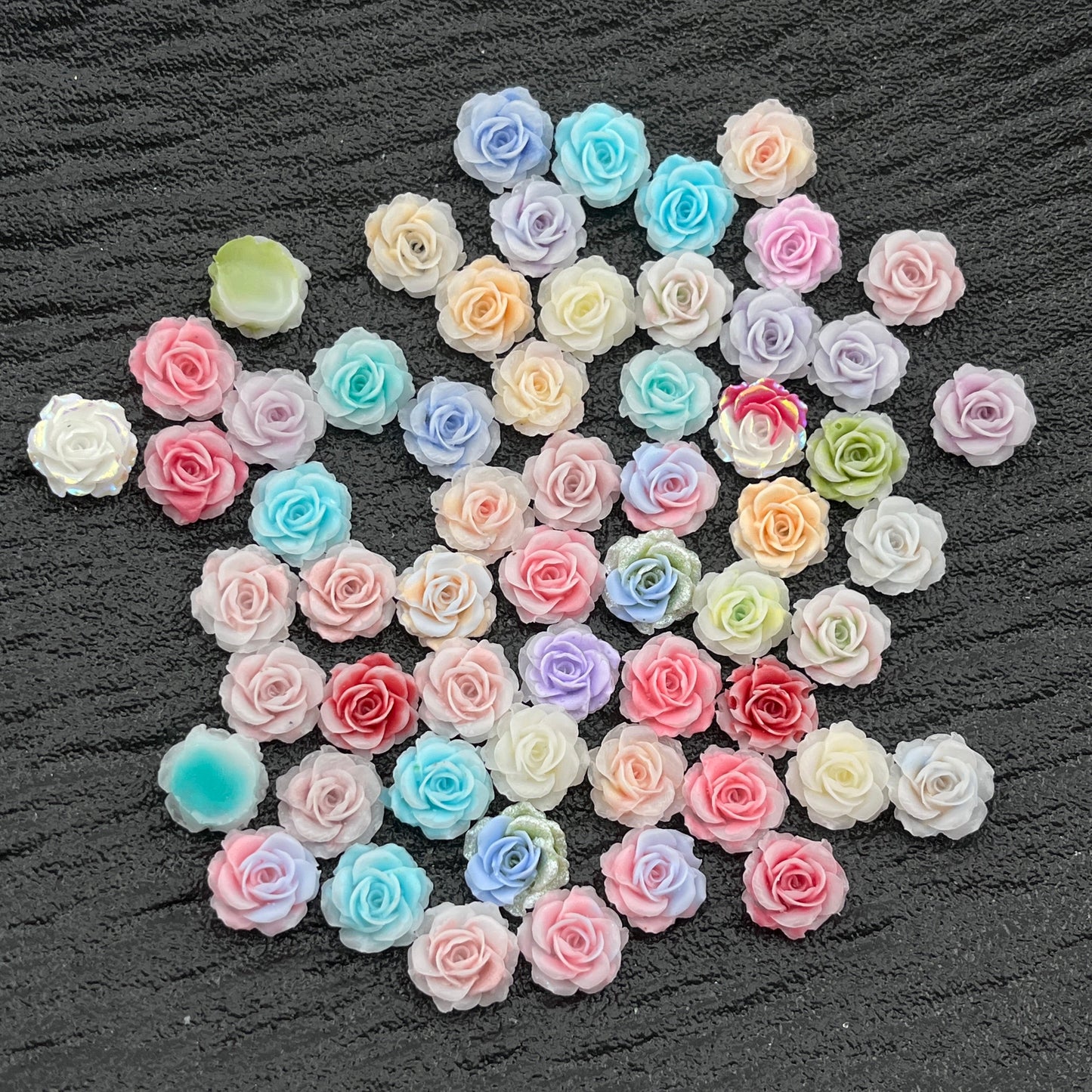 FS2826- 10mm Random Mixed Color Gardenia Flower Nail Charms For Making Fancy Pen Or Fancy Beads