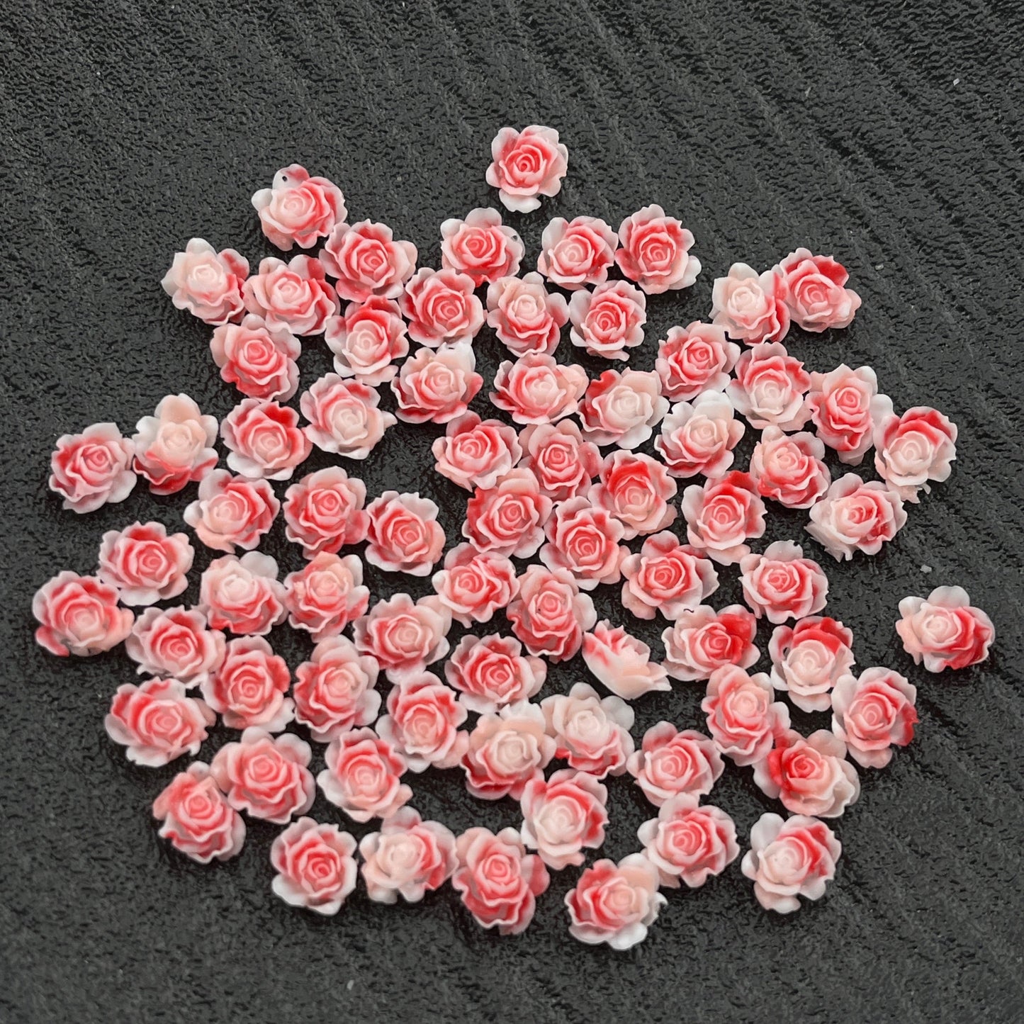 FS2829- 8mm Glowing Red White Soft Rose Flower Nails Charms