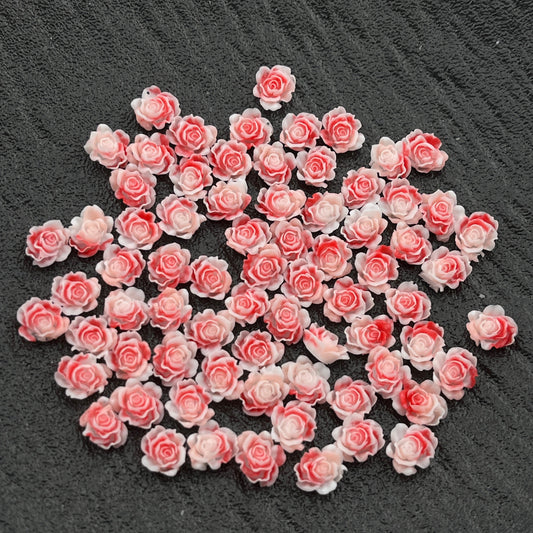FS2829- 8mm Glowing Red White Soft Rose Flower Nails Charms