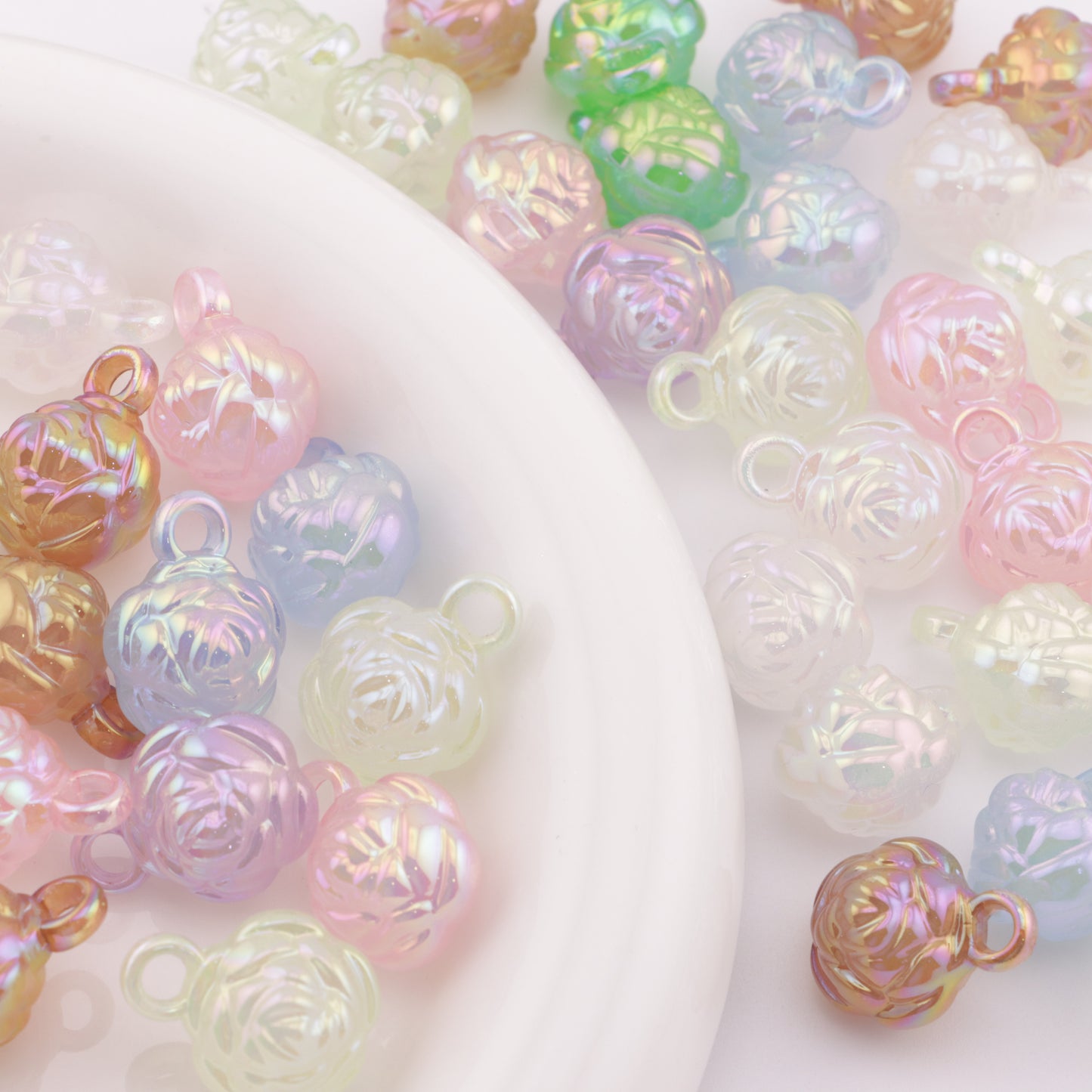 FS3621- UV Rose Beads Charms Double-Sided Rose Car Hanging Beads
