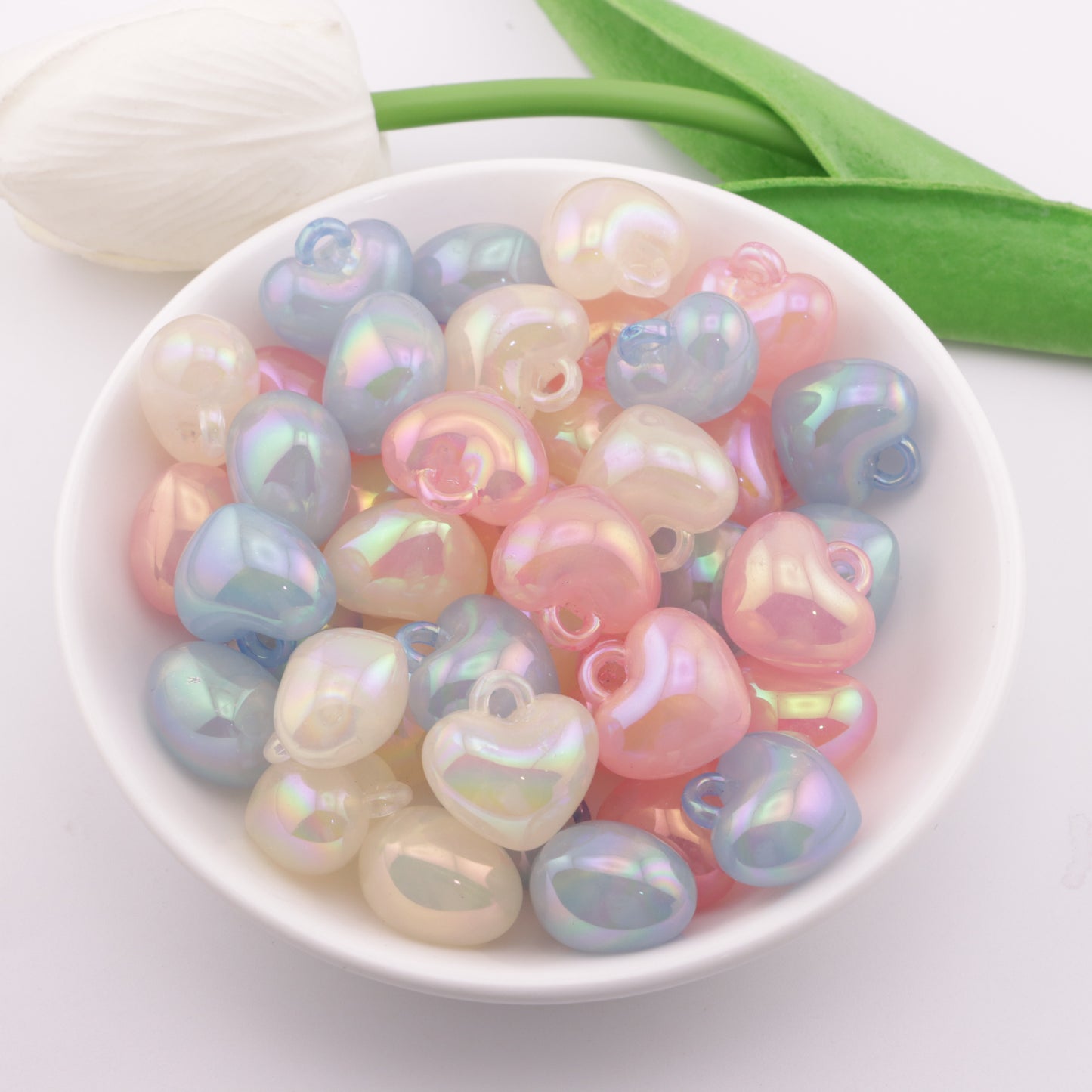 FS3407- Love Heart Charms Beads Fine Glittering Heart Pendant