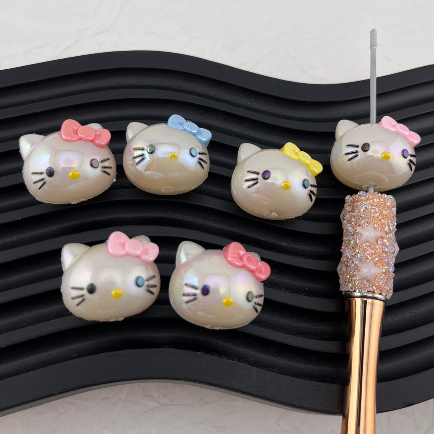 FS2822-HK Kitty Cat head PVC Beads Fit For Beadable Pens