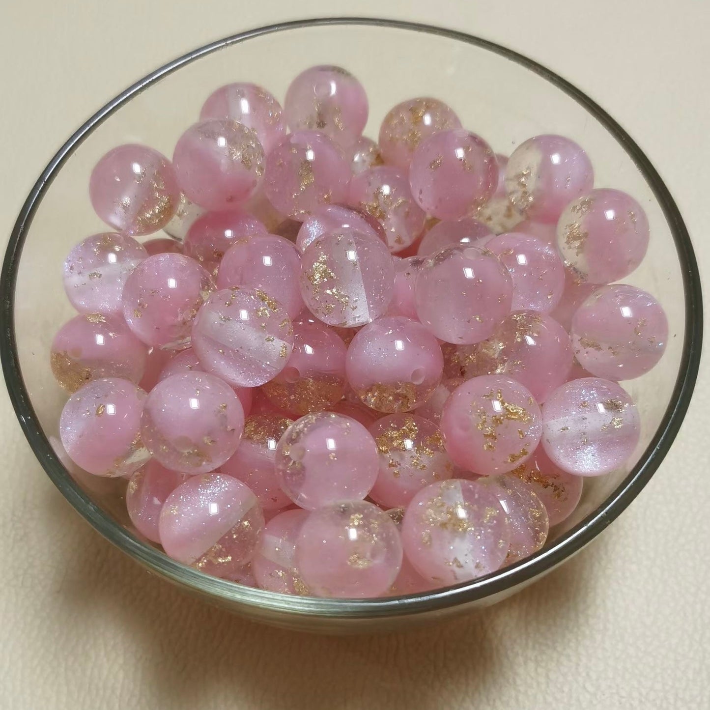 FS0909- 16MM Mixed Color Gold Foil Fine Glitter Resin Beads Fit For Beadable Pens