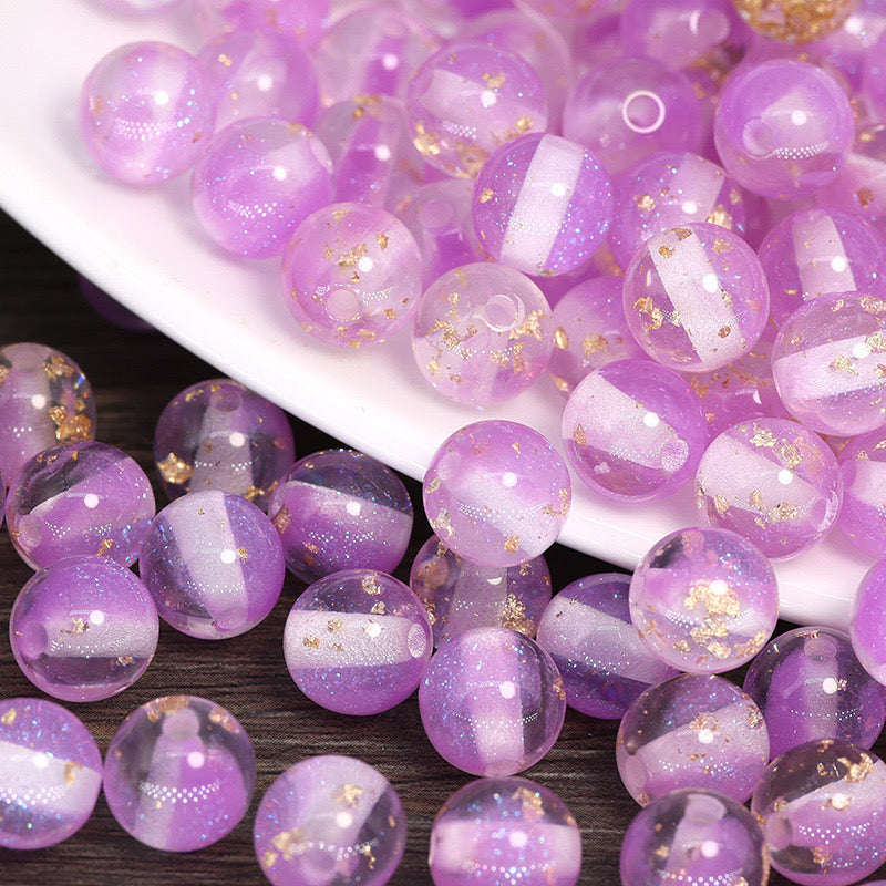 FS0909- 16MM Mixed Color Gold Foil Fine Glitter Resin Beads Fit For Beadable Pens