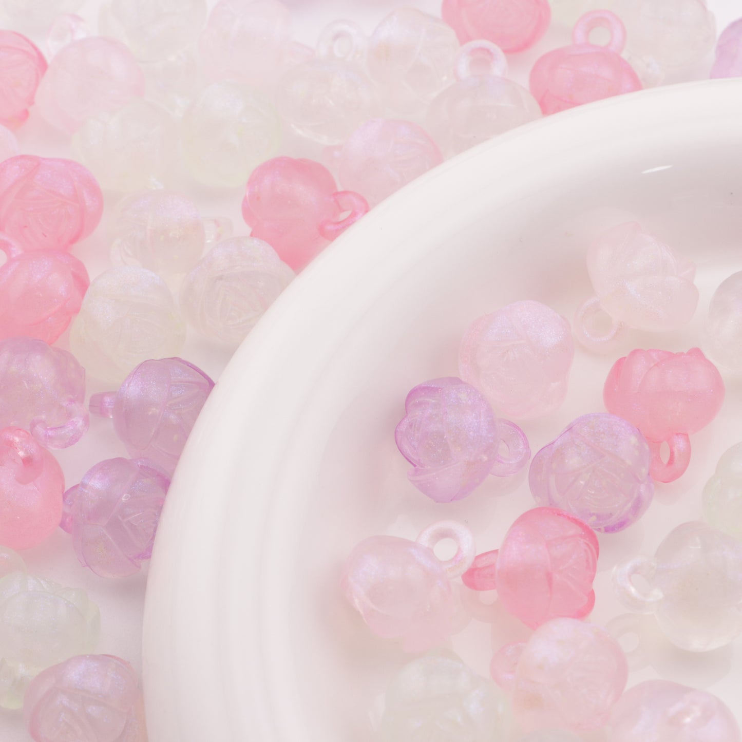 FS4106- 14mm Glowing Rose Beads Charms, Glowing And Sparkling Rose Car Hanging Pendant Beads