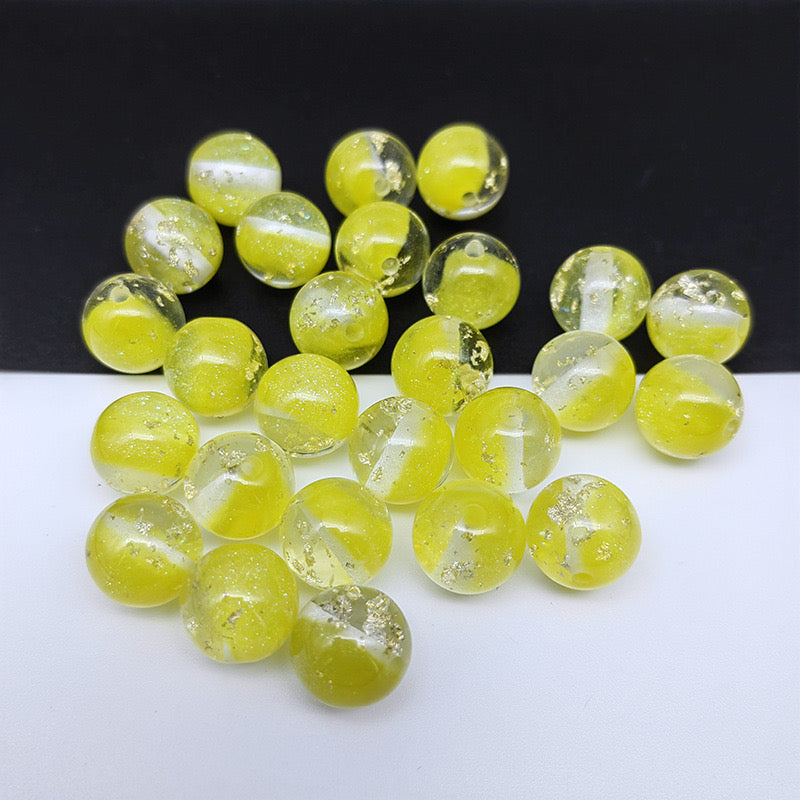 FS0909- 16MM Mixed Color Gold Foil Fine Glitter Resin Beads Fit For Beadable Pens