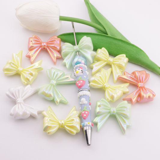 FS2218- 36.6×32mm UV-Plated Solid-Color Bowknot Acrylic Beads