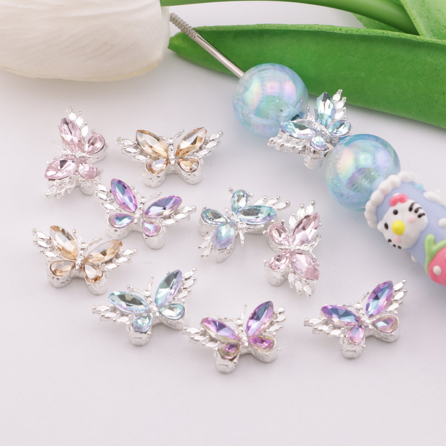 FS5225- 12*22mm Butterfly 4 Hole Metal Beads Fit For Pen