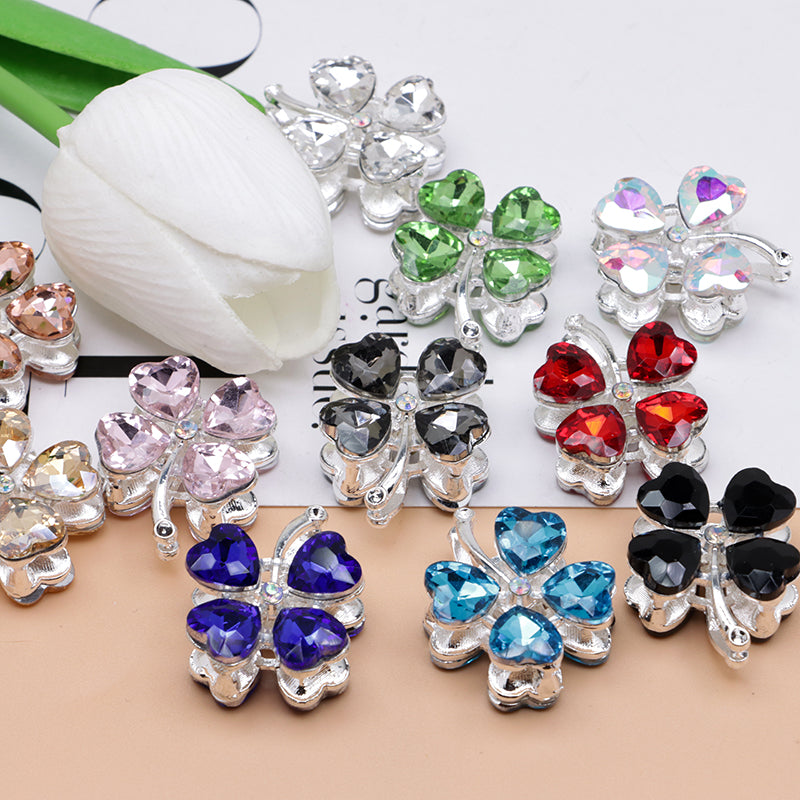 FS4848- Approximately 2.9×2.4×1.3 Cm Four - leaf Clover Alloy Beads Four - way Passable For Pen