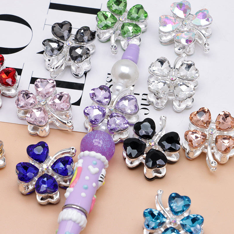 FS4848- Approximately 2.9×2.4×1.3 Cm Four - leaf Clover Alloy Beads Four - way Passable For Pen