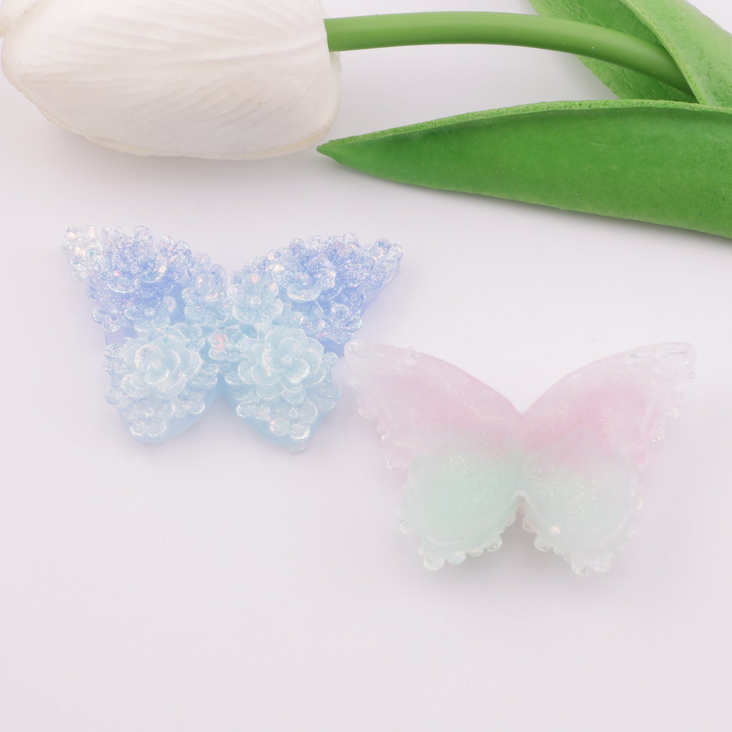 FS5900- 47*33Mm Luminous Flower In Butterfly Charms Glow-In-The-Dark Butterfly With Flower Patches