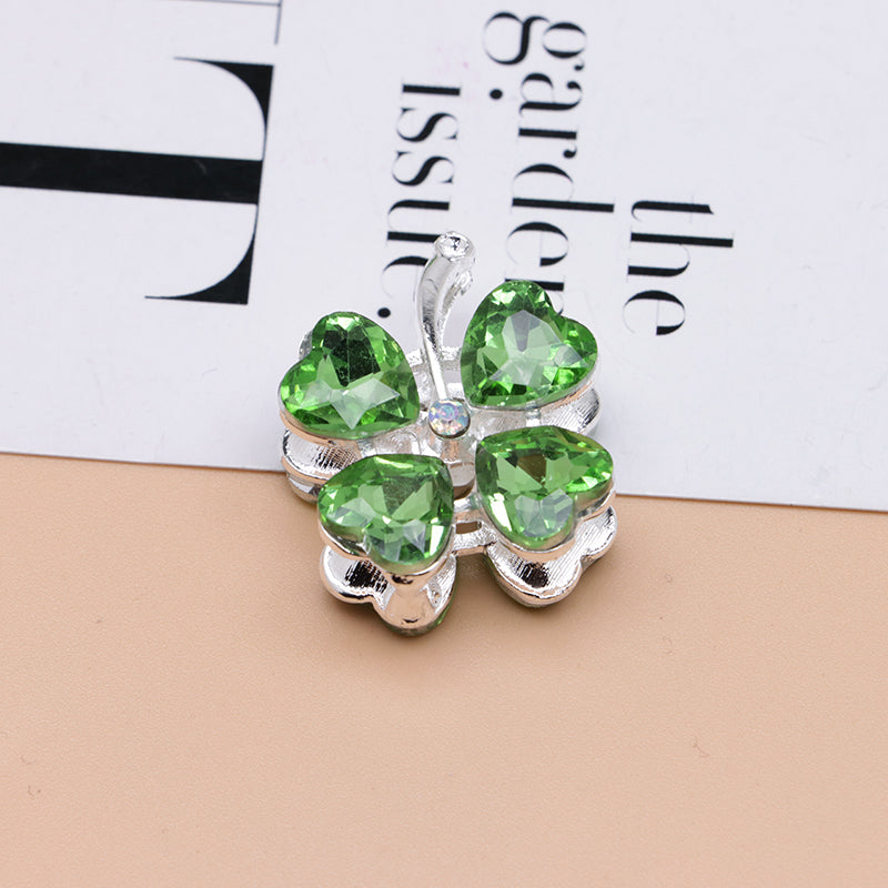FS4848- Approximately 2.9×2.4×1.3 Cm Four - leaf Clover Alloy Beads Four - way Passable For Pen