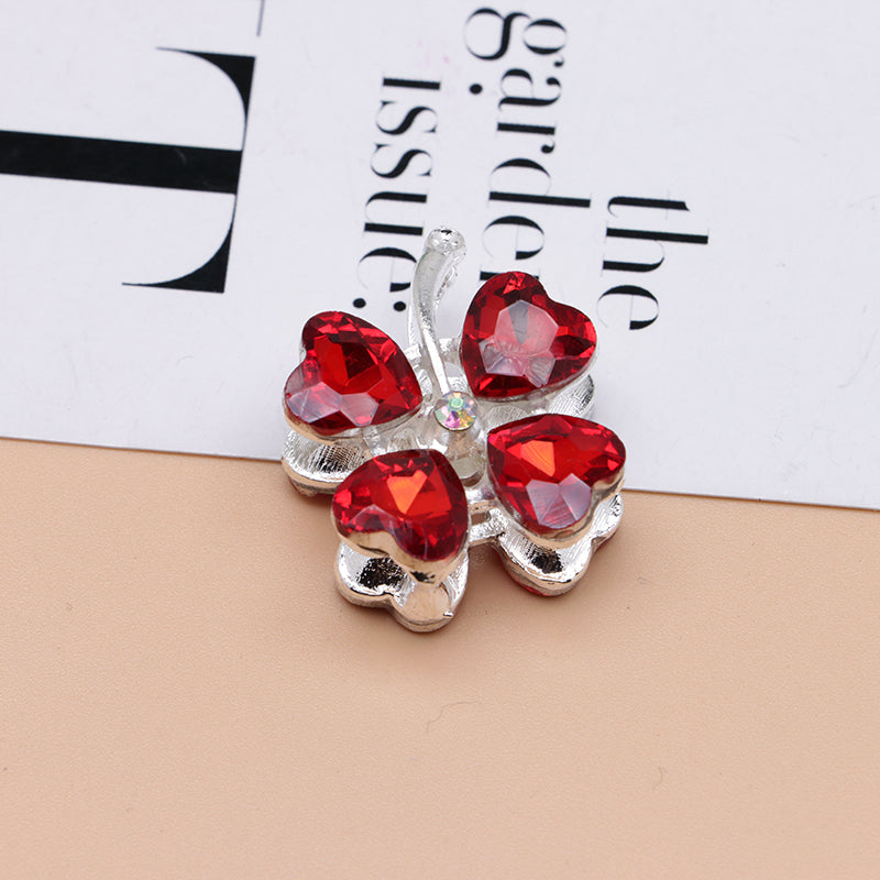 FS4848- Approximately 2.9×2.4×1.3 Cm Four - leaf Clover Alloy Beads Four - way Passable For Pen