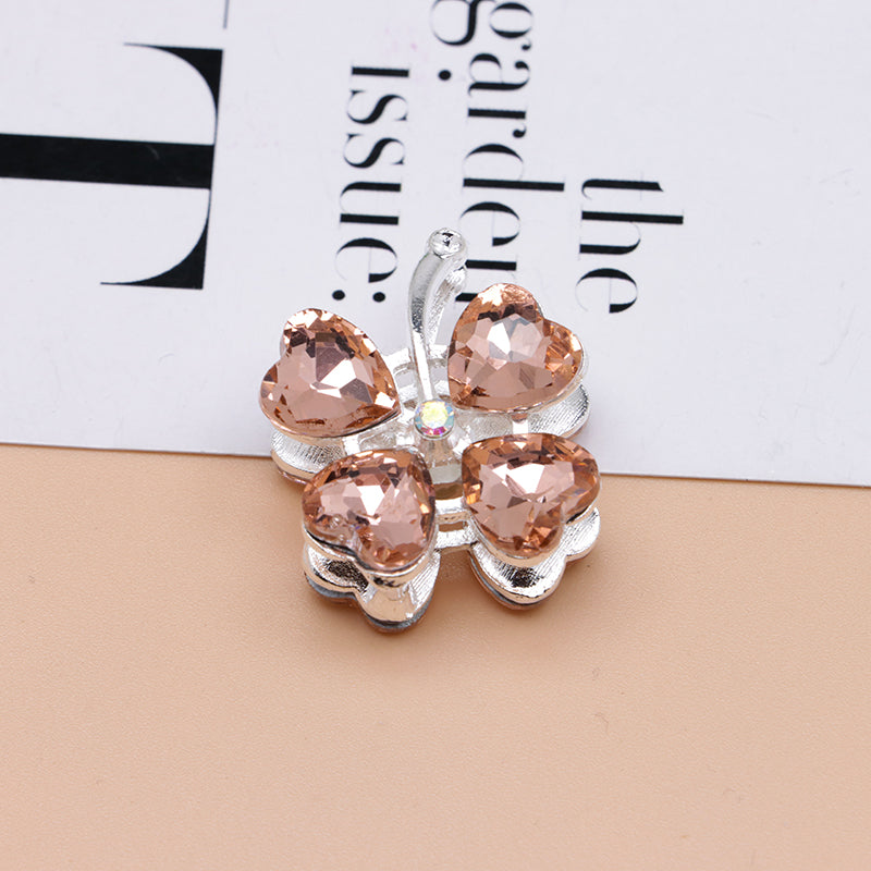 FS4848- Approximately 2.9×2.4×1.3 Cm Four - leaf Clover Alloy Beads Four - way Passable For Pen