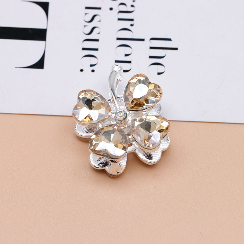FS4848- Approximately 2.9×2.4×1.3 Cm Four - leaf Clover Alloy Beads Four - way Passable For Pen
