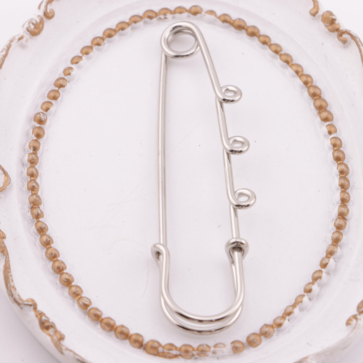 FS5866- 6.5cm Big Size Silver Pins With Four Hanging Holes