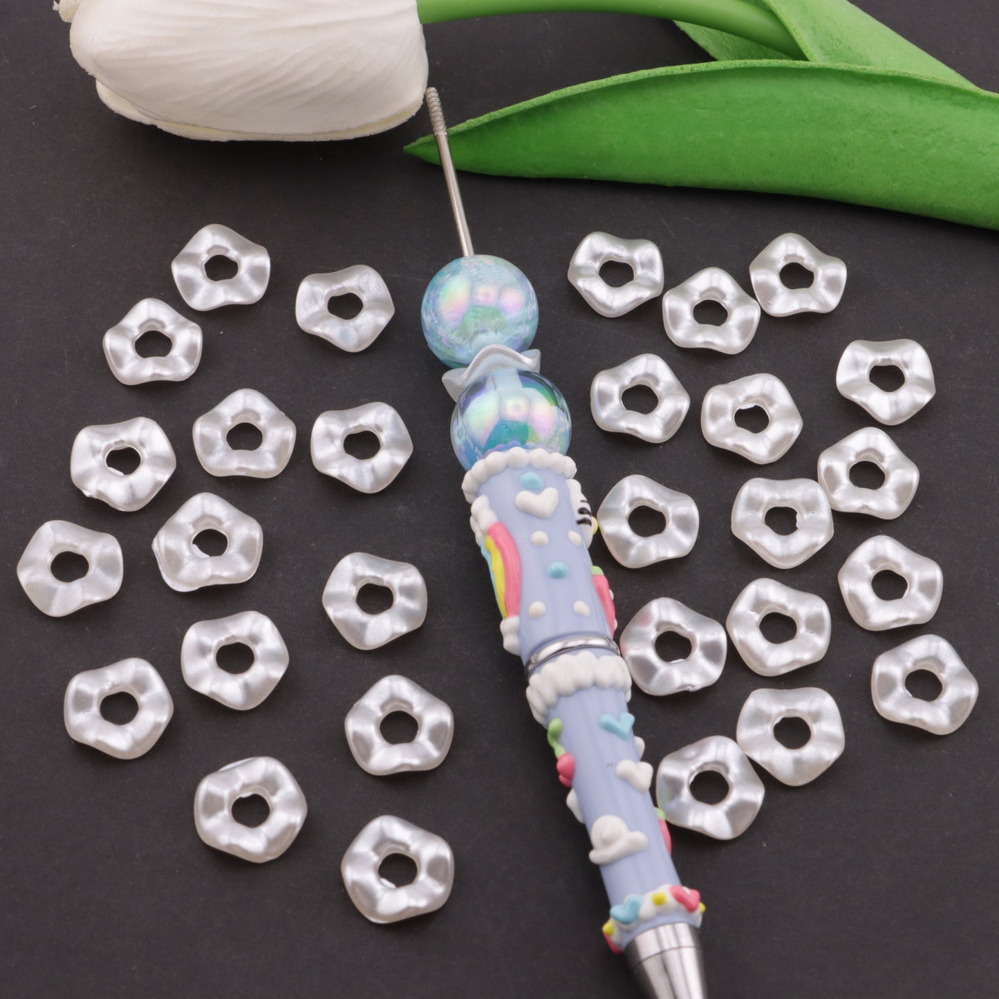 FS5850- 13mm Pearlescent Wavy Spacers Pearlescent Wavy Spacers