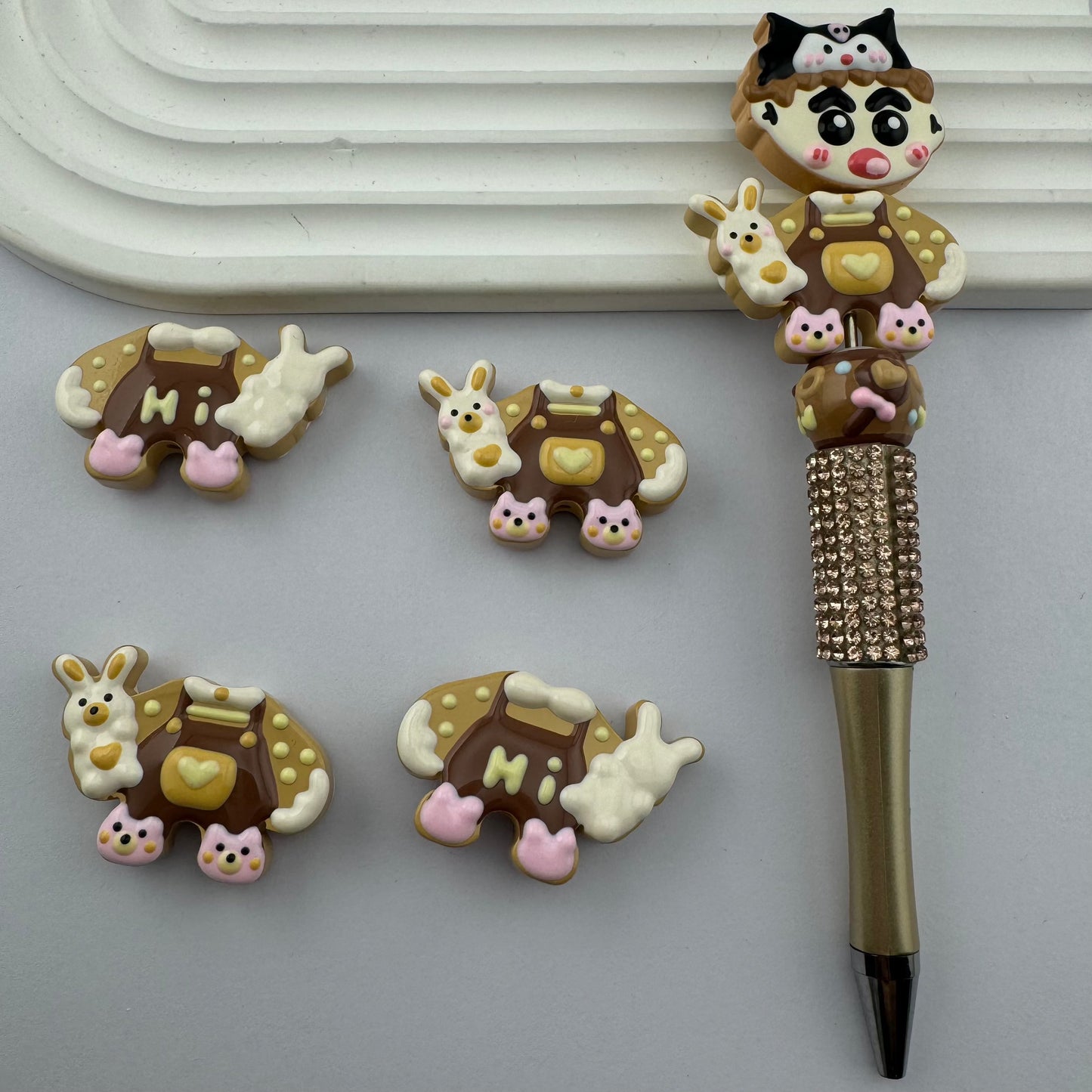 FS0372- Brown Cloth Painted Beads Fit For Beadable Pen