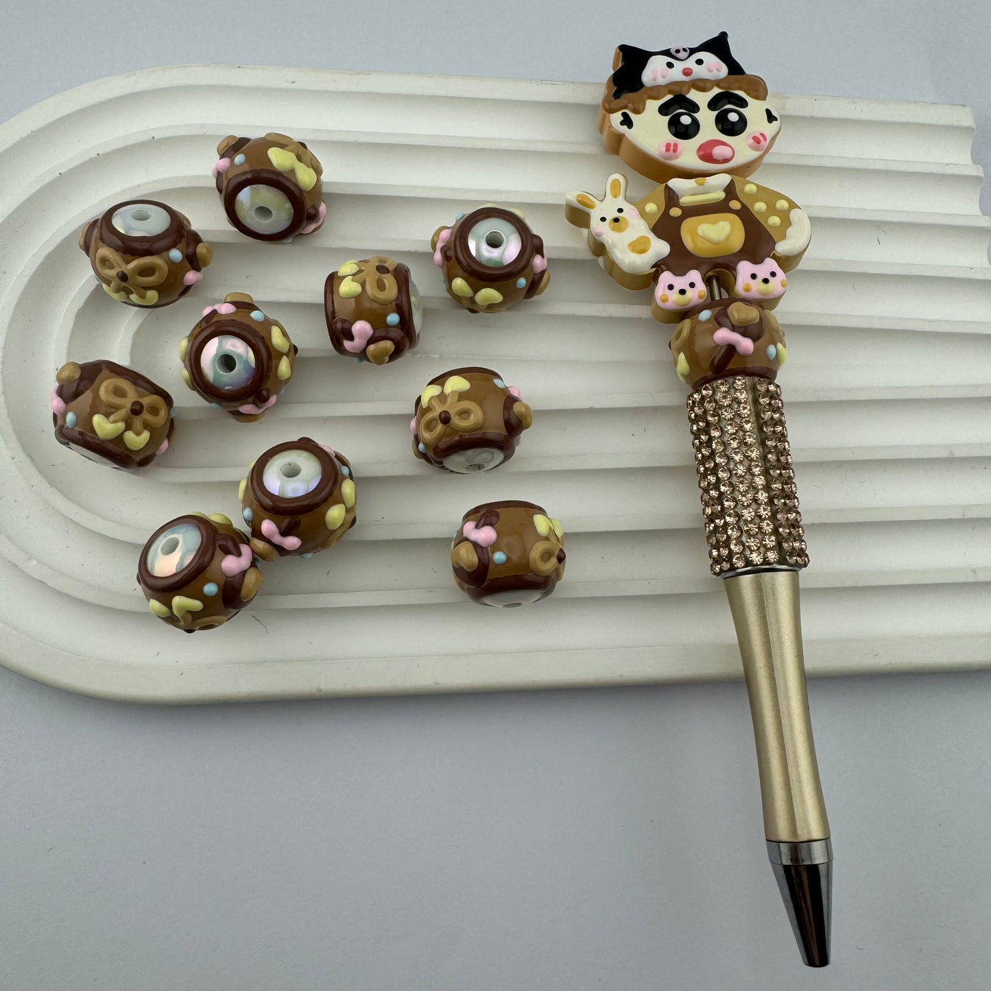 FS0373- 16MM Brown Handpainted Beads Fit For Beadable Pens