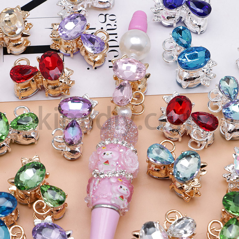 FS4847-Crystal Diamond Cat Alloy Beads Fit For Beadable Pens