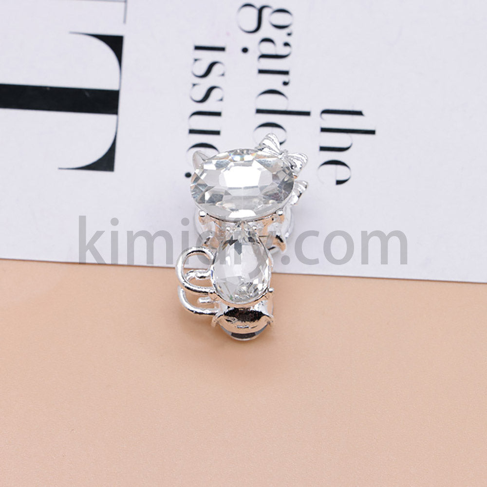 FS4847-Crystal Diamond Cat Alloy Beads Fit For Beadable Pens