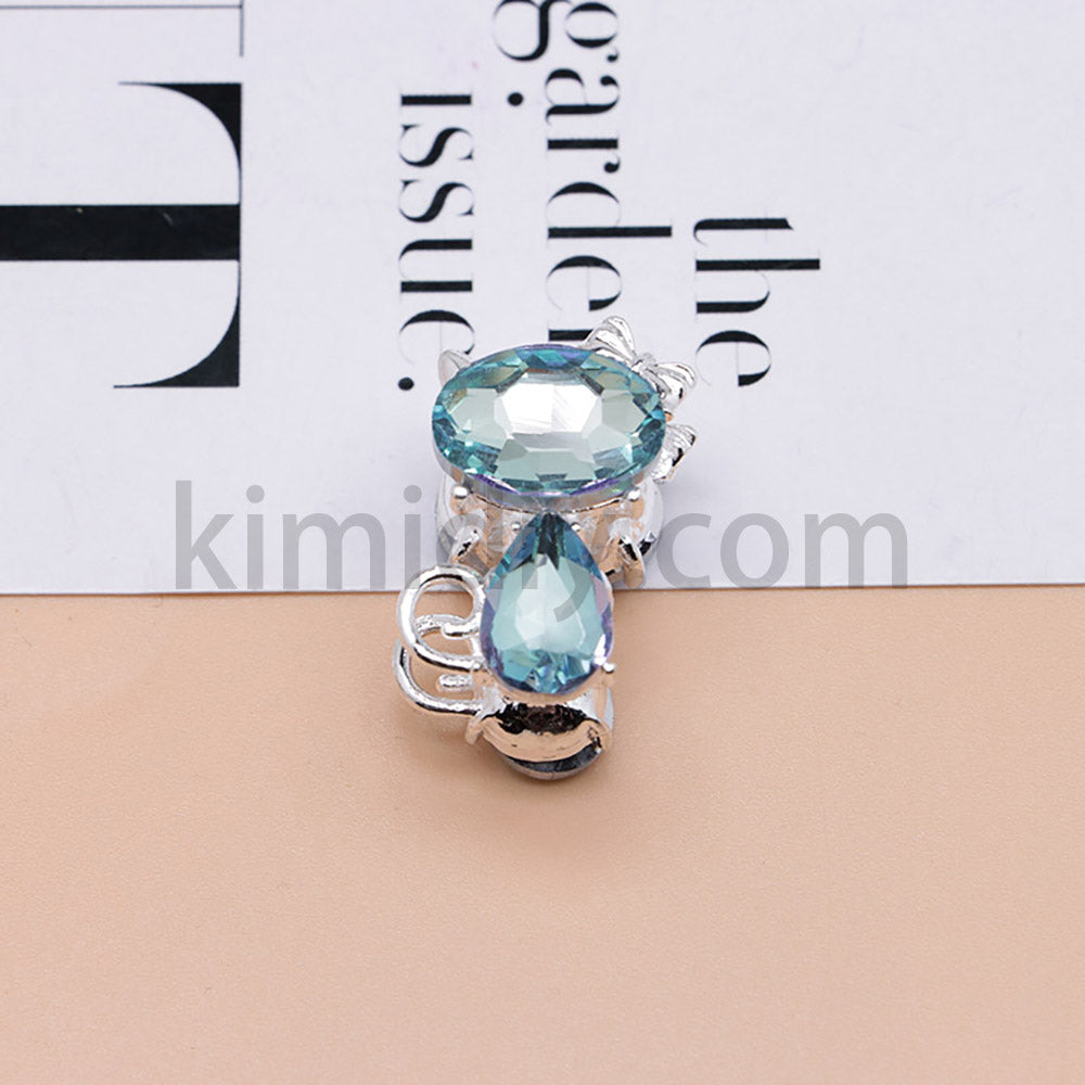 FS4847-Crystal Diamond Cat Alloy Beads Fit For Beadable Pens