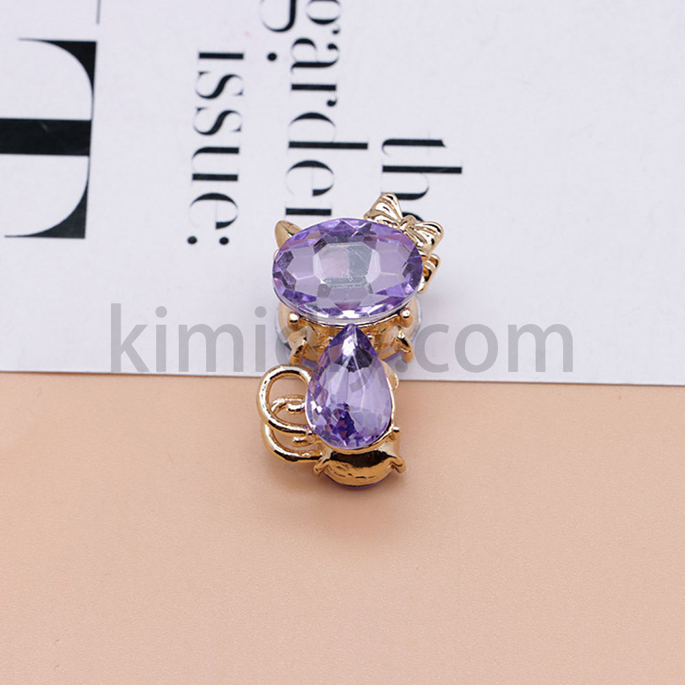 FS4847-Crystal Diamond Cat Alloy Beads Fit For Beadable Pens