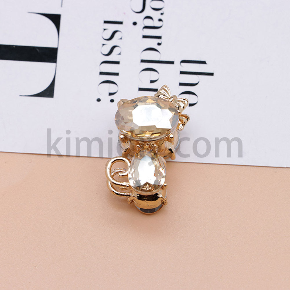 FS4847-Crystal Diamond Cat Alloy Beads Fit For Beadable Pens