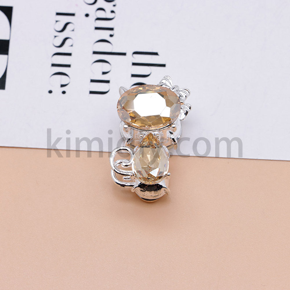 FS4847-Crystal Diamond Cat Alloy Beads Fit For Beadable Pens